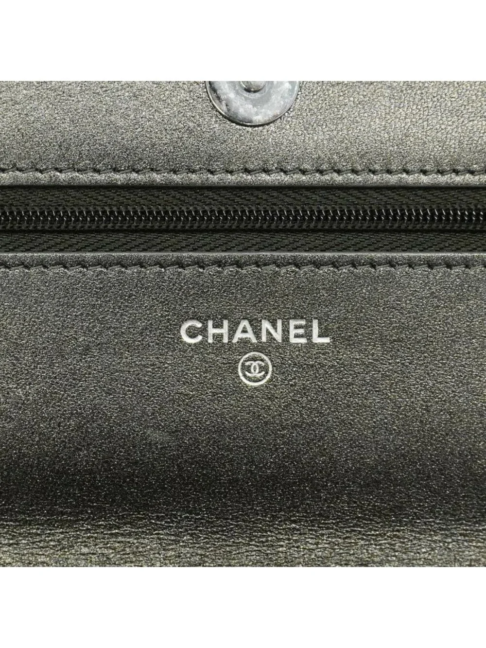 Chanel Wallet on Chain Quilted Lambskin Gray Silver Shoulder Bag